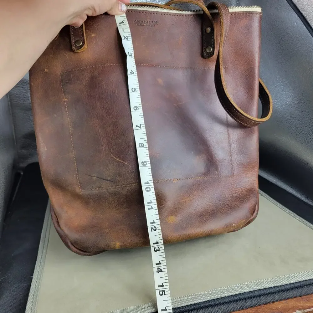 Cageless Birds Leather Tote Bag Large Shoulder Purse Brown Handcraft Minimalist - Picture 11 of 13